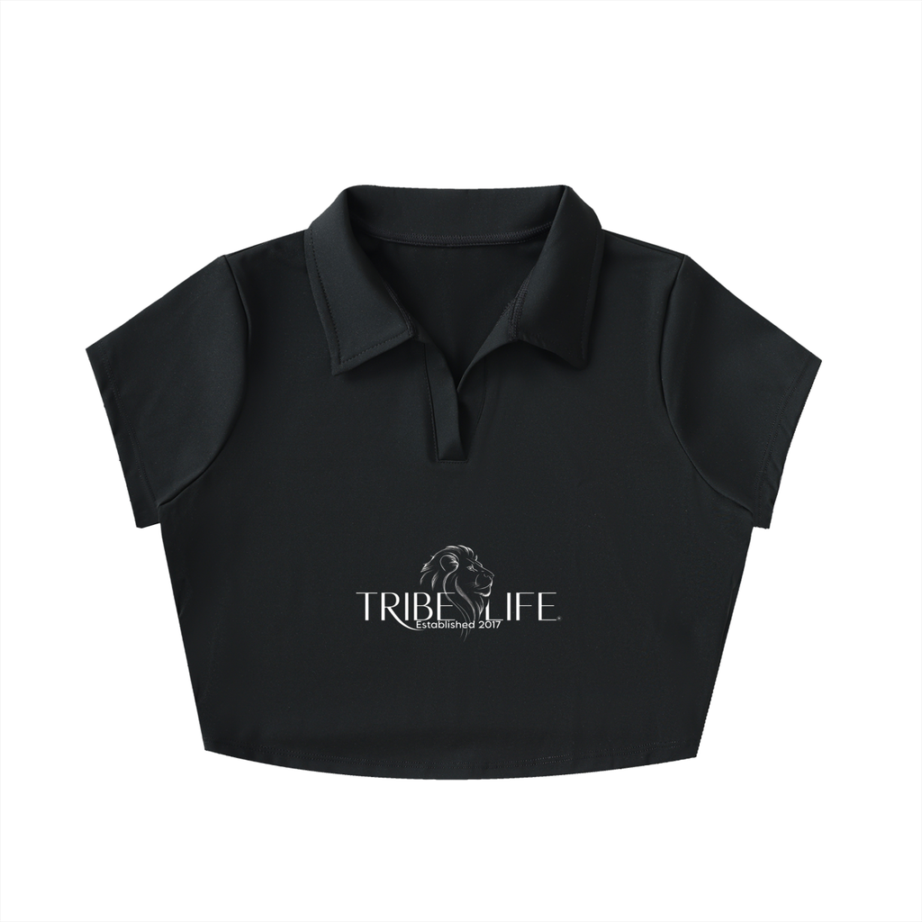 V-Neck Lapel Crop Top