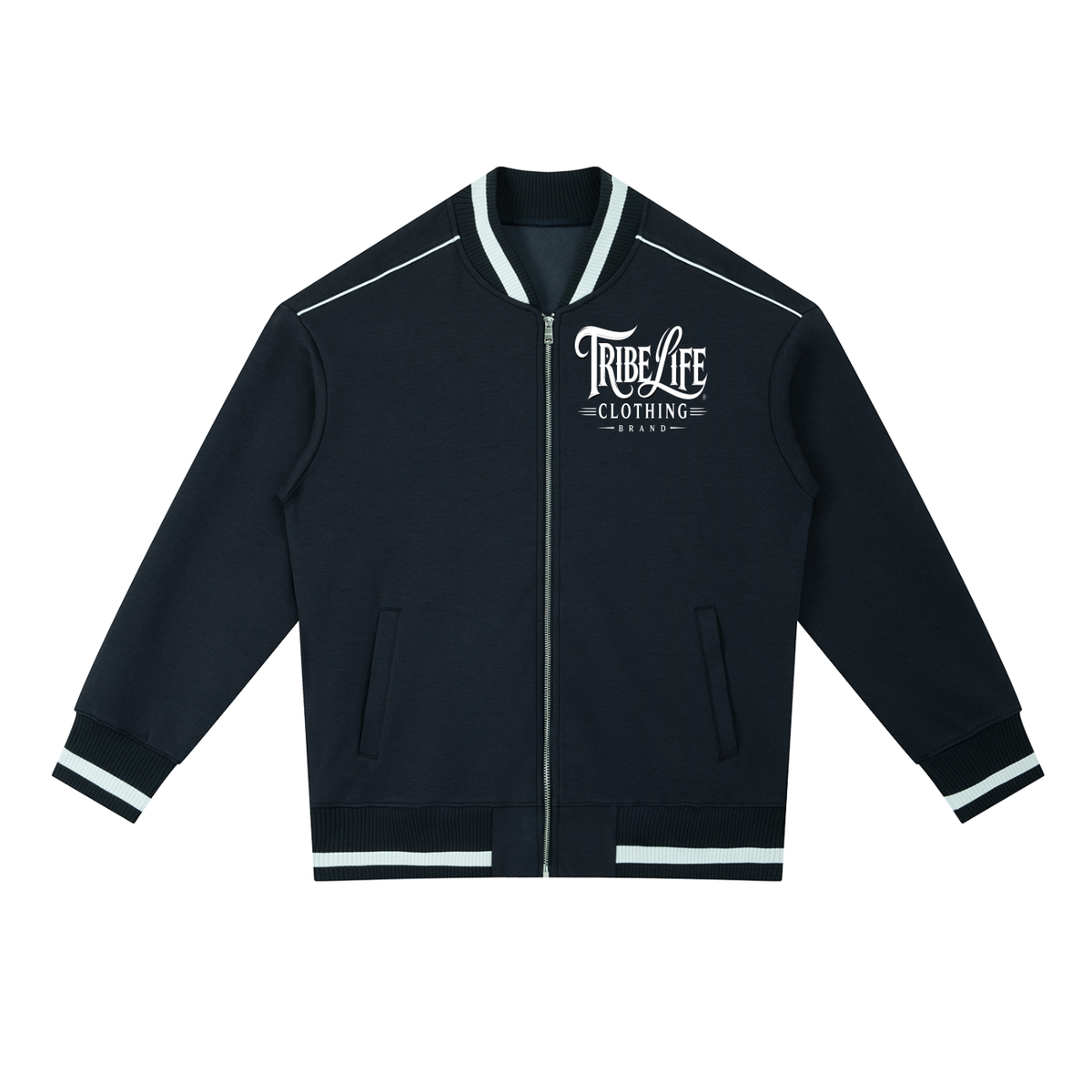 Contrast Piping Zip Bomber Jacket