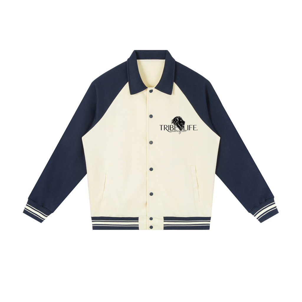 Contrast Raglan Sleeve Baseball Jacket
