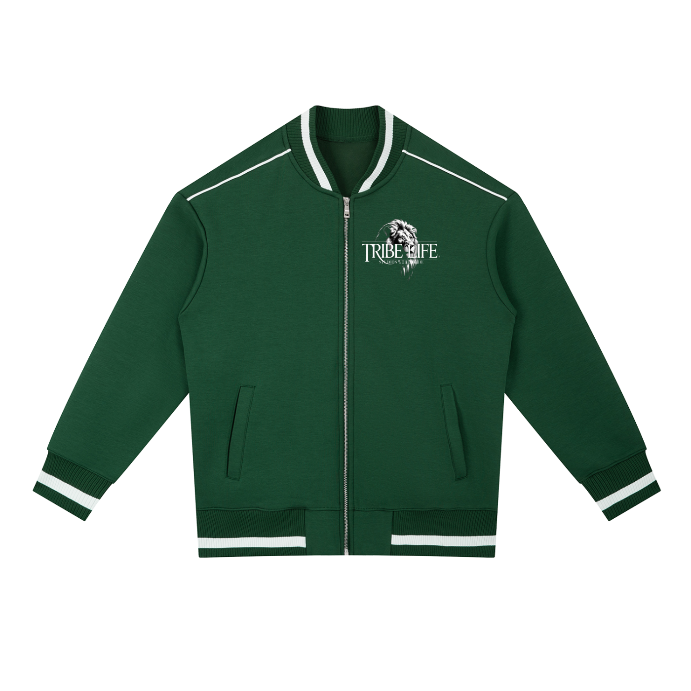 Contrast Piping Zip Bomber Jacket