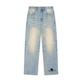 Sun Fade Raw Hem Denim Jeans
