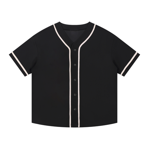 Contrast Piped Button-Up Jersey