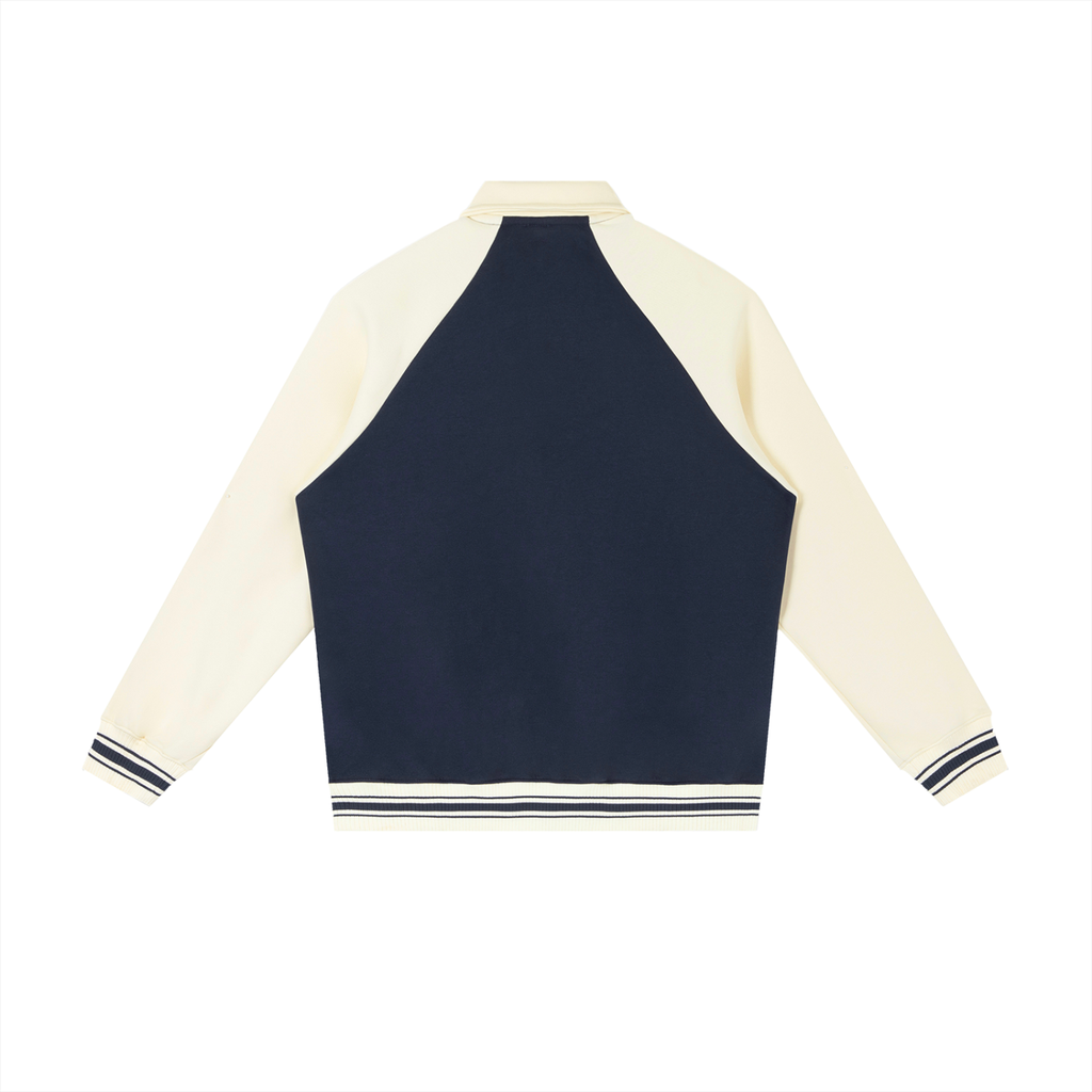 Contrast Raglan Sleeve Baseball Jacket