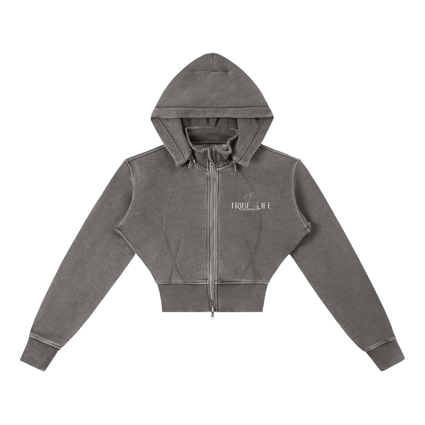 Vintage Washed Cropped Fleece Hoodie