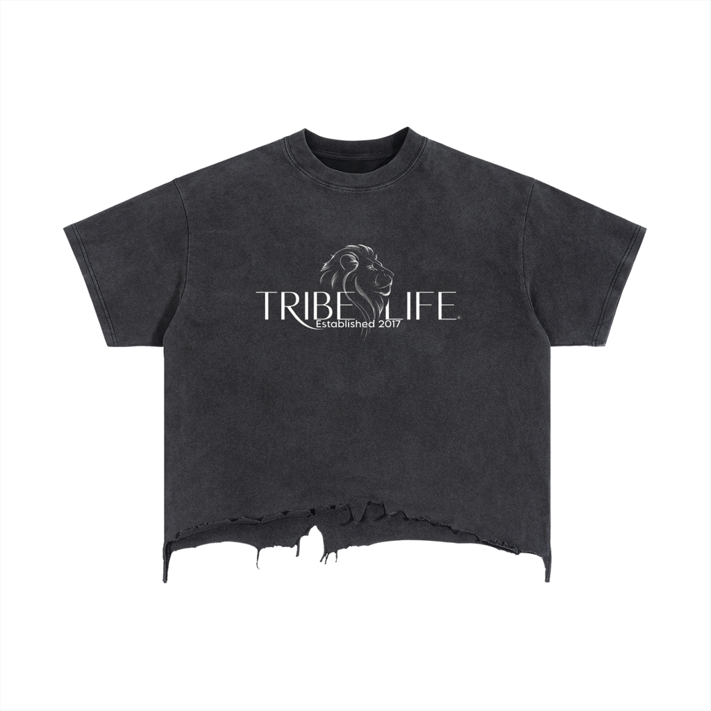 Vintage Wash Boxy Distressed Hem T-Shirt