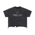 Vintage Wash Boxy Distressed Hem T-Shirt