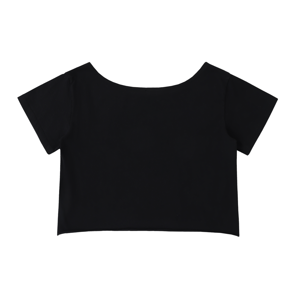 Off-Shoulder Rolled Hem Cotton T-Shirt