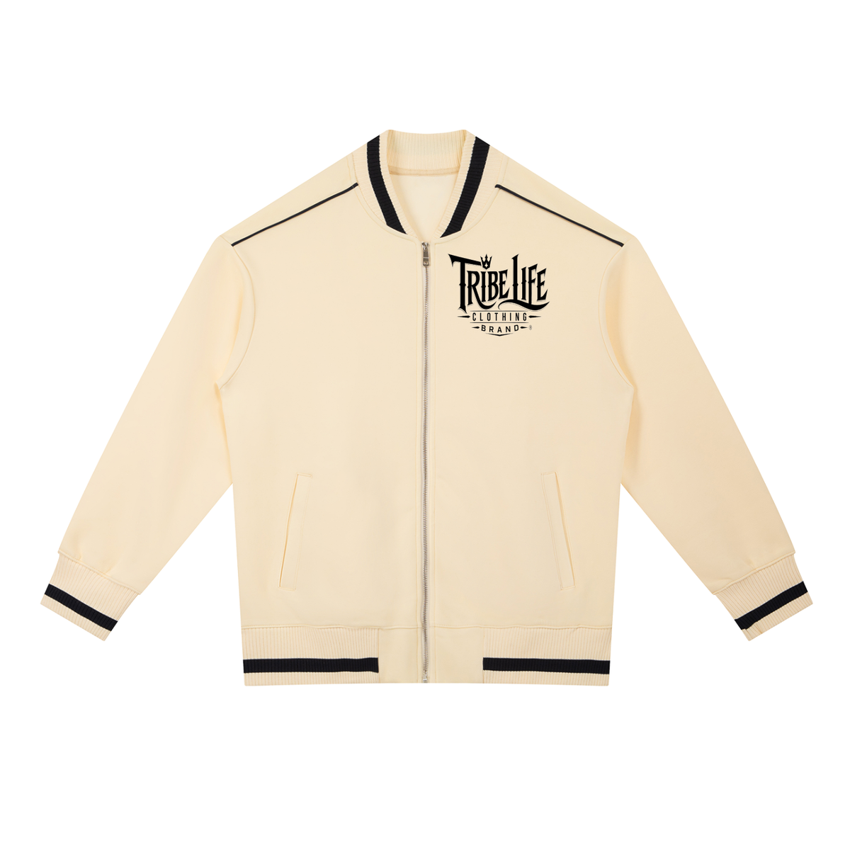 Contrast Piping Zip Bomber Jacket