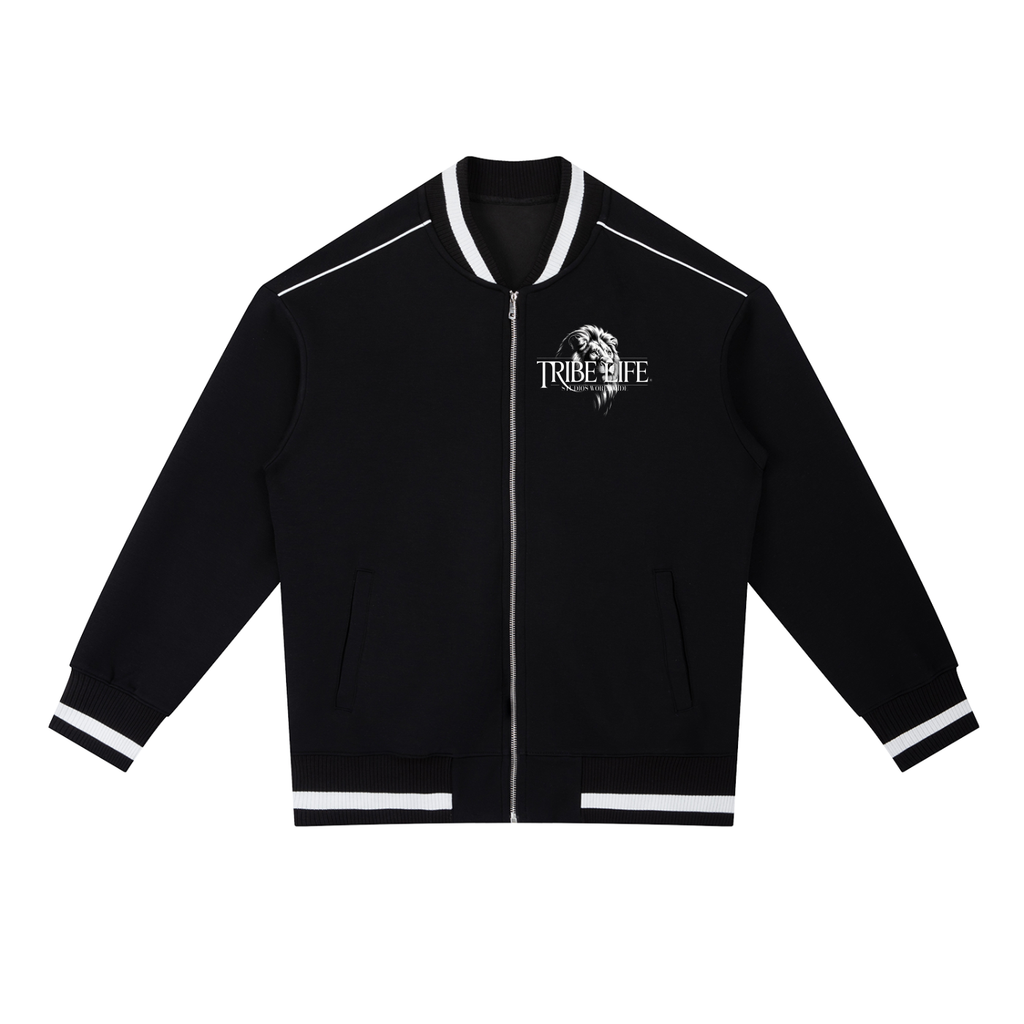 Contrast Piping Zip Bomber Jacket