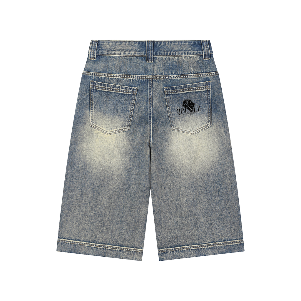 Vintage Wash Baggy Denim Shorts