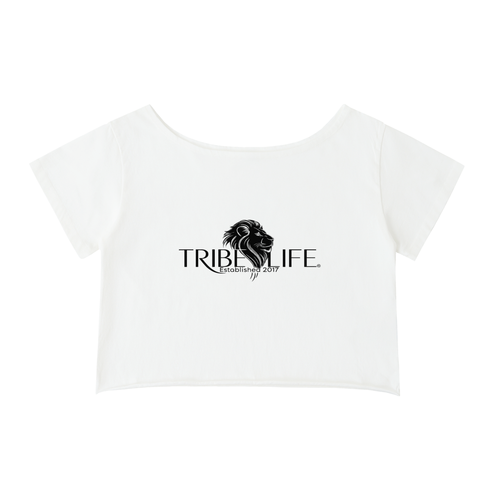 Off-Shoulder Rolled Hem Cotton T-Shirt
