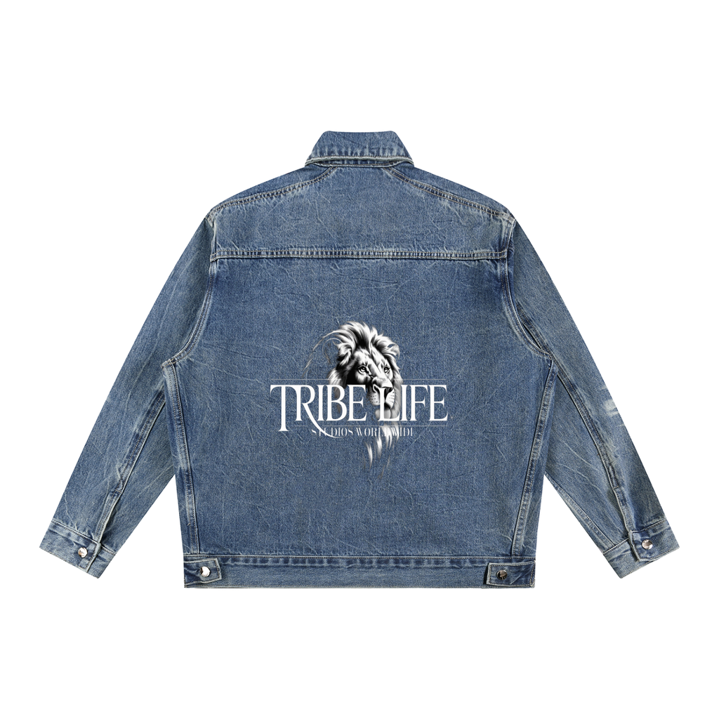 Vintage Wash Zip Up Denim Jacket