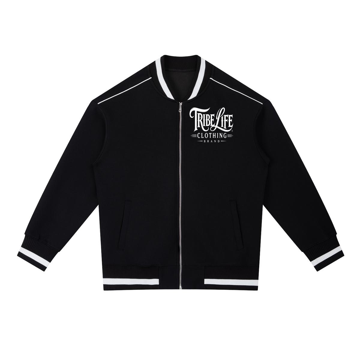 Contrast Piping Zip Bomber Jacket