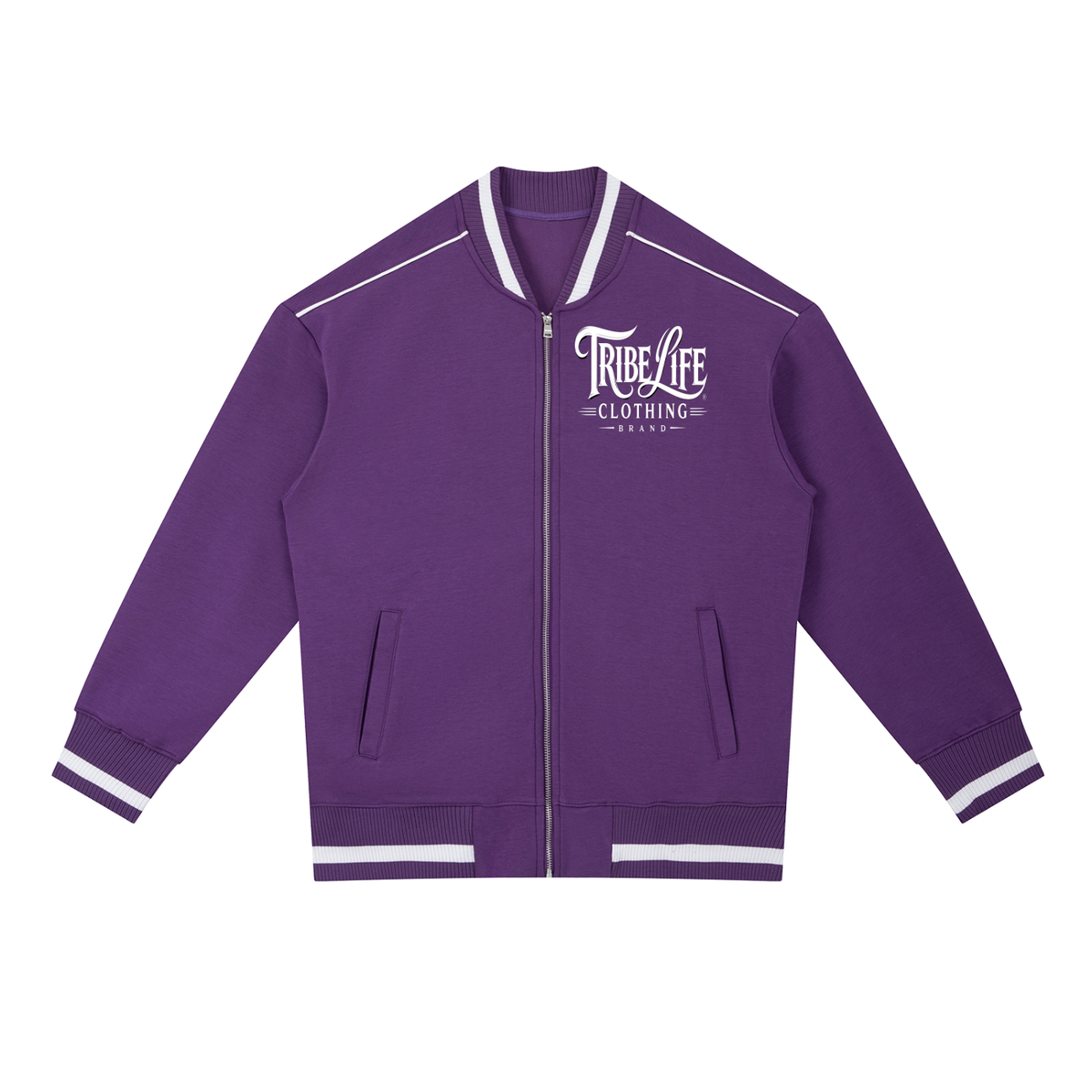 Contrast Piping Zip Bomber Jacket